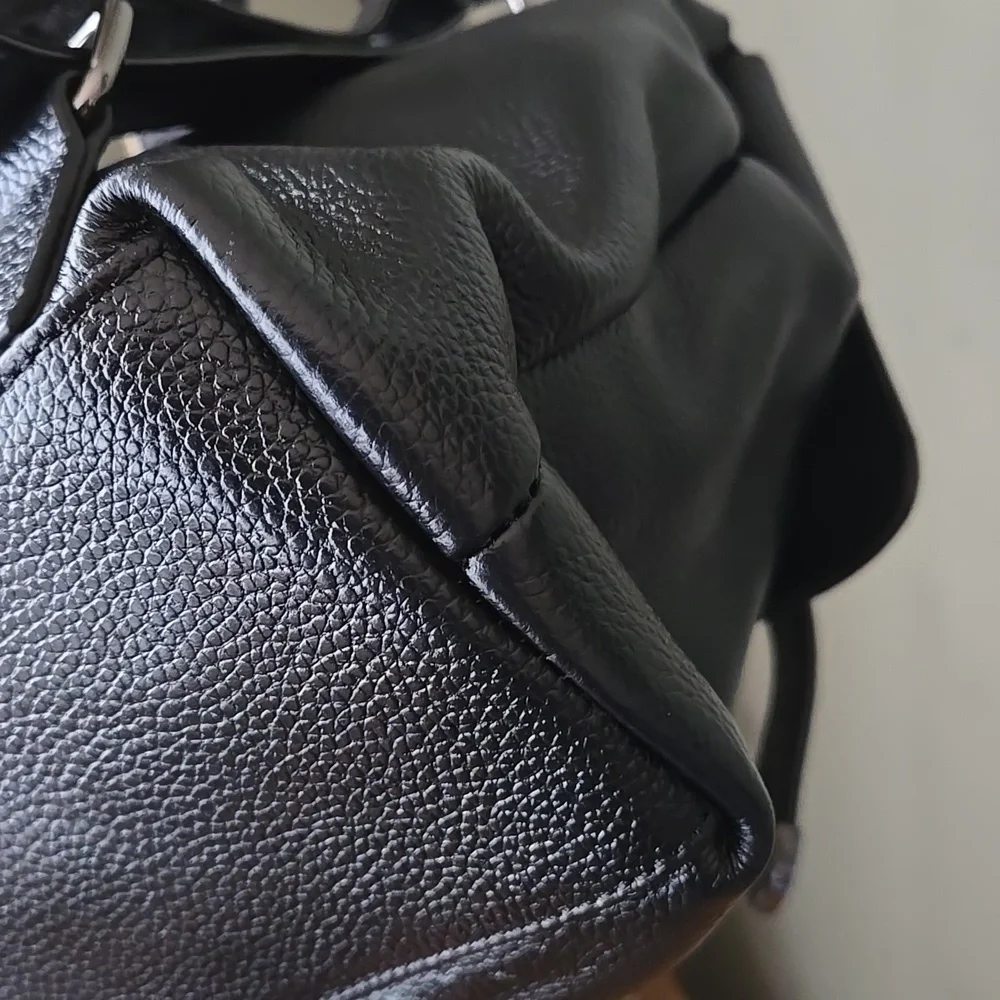 Black Woven Leather Cannci Backpack Bag